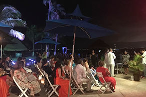 Invitados de la boda, admirando la ceremonia