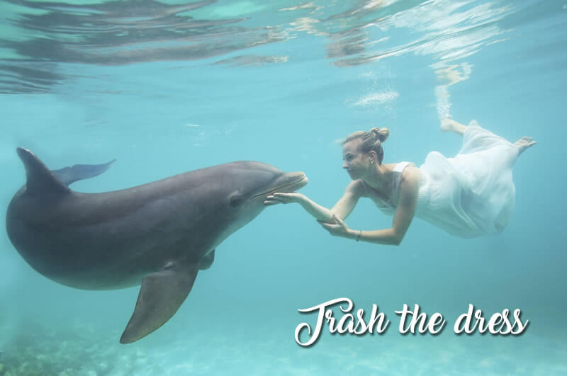 Plasma tu boda en hermosas fotos bajo el agua, trash the dress